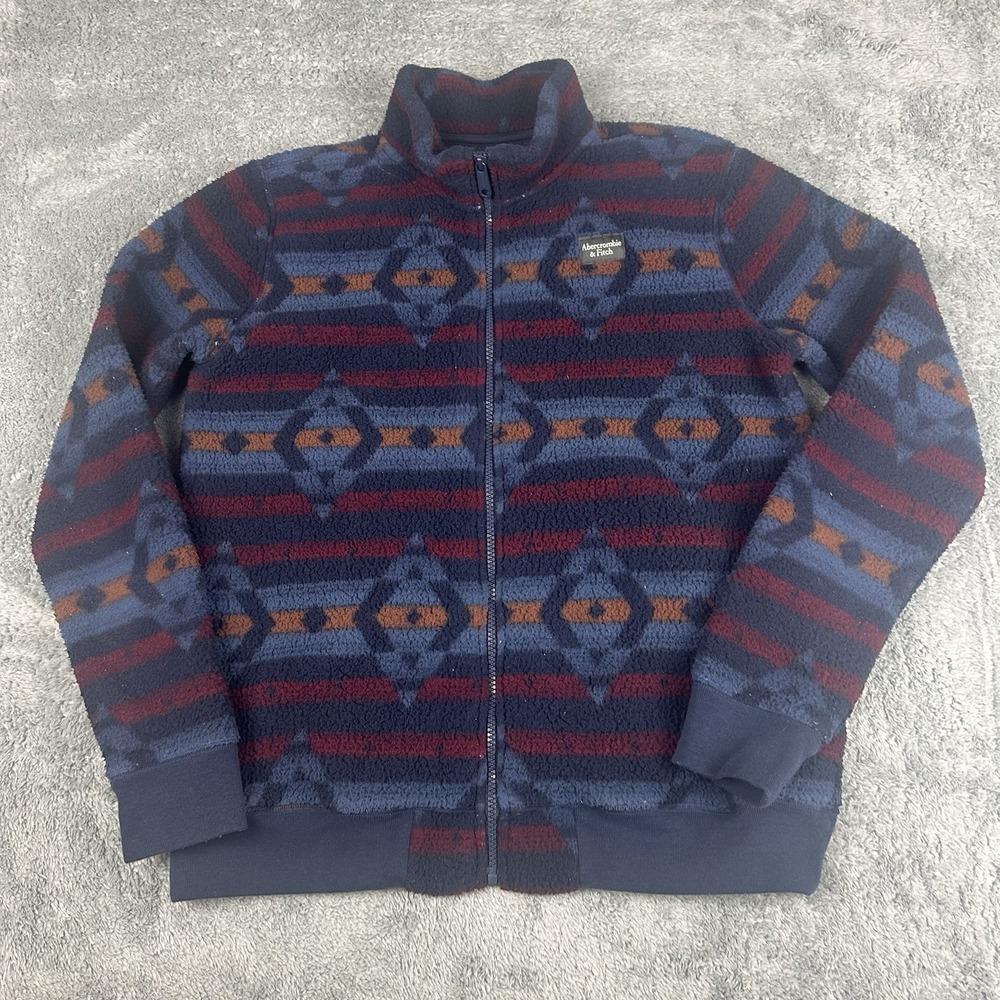 Abercrombie Kids Boys Full Zip Fleece Jacket Aztec Geometric Pattern 15/16‎